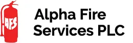 Alpha Fire Services PLC logo with a red fire extinguisher icon and the letters AFS.